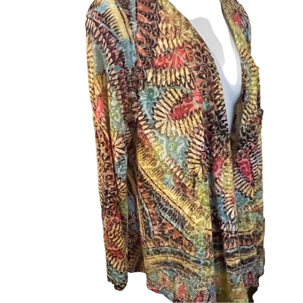 Unique and Colorful Boho Open Front Cardigan, Size Large - Picture 4 of 8